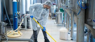 commercial cleaner cleaning floor