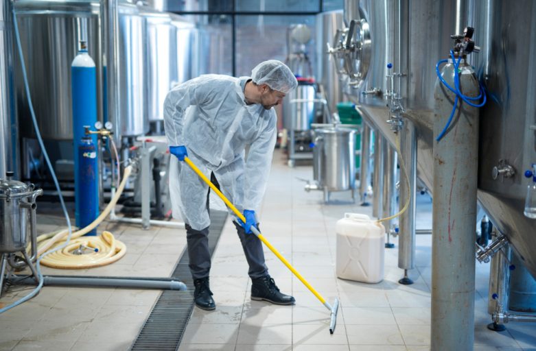 commercial cleaner cleaning floor